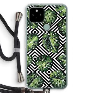 Geometrische jungle: Pixel 5 Transparant Hoesje met koord
