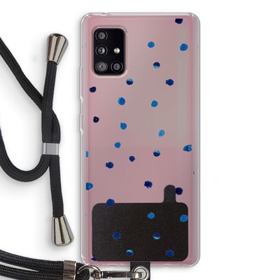 Blauwe stippen: Samsung Galaxy A51 5G Transparant Hoesje met koord