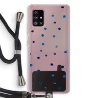 Blauwe stippen: Samsung Galaxy A51 5G Transparant Hoesje met koord