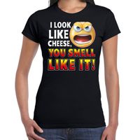 I look like cheese you smell like it emoticon fun shirt dames zwart 2XL  -