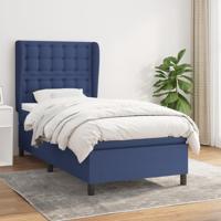 Boxspring met matras stof blauw 90x190 cm
