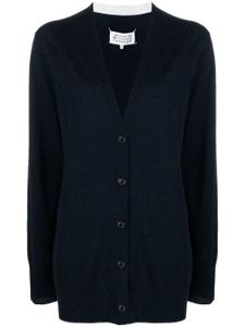 Maison Margiela cardigan en laine mélangée à col v - Bleu