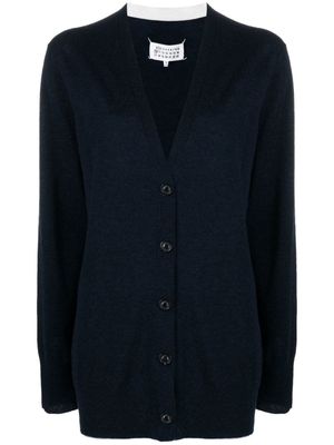 Maison Margiela cardigan en laine mélangée à col v - Bleu