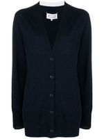 Maison Margiela cardigan en laine mélangée à col v - Bleu