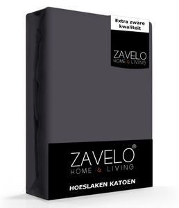 Zavelo Effen Hoeslaken Antraciet (Katoen)-1-persoons (90x200 cm)