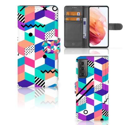 Samsung Galaxy S21 | Book Case | Blokken Kleurrijk
