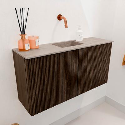 Toiletmeubel Mondiaz Joya Dlux | 80 cm | Meubelkleur Walnut | Faye wastafel Saba Wasbak Midden | Zonder kraangat(en)