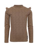 LOOXS Little winter t-shirt meisjes - bruin - mini luipaard/rib/longsleeve