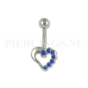 Navelpiercing open hart blauw