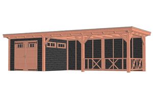 Buitenverblijf Florence 940x360 cm - Plat dak - Combinatie 1- Plat dak- Onbehandeld lariks Douglas hout- Trendhout
