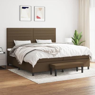 Boxspring met matras stof donkerbruin 200x200 cm