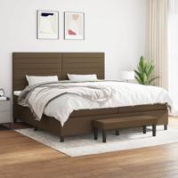 Boxspring met matras stof donkerbruin 200x200 cm