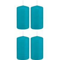 Cilinderkaars/stompkaars - 4x - turquoise - 6 x 12 cm - 40 branduren