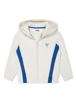 guess kids hoodie rayé à patch logo - Blanc