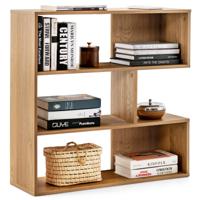 Concaaf Boekenrek met Kantelbeveiliging 3 Niveaus Staande Kast Hout Roomdivider Rek Natuur Concaaf Boekenrek met Kantelbeveiliging 3 Niveaus Staande Kast Hout Roomdivider Rek Natuur