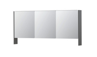 INK SPK3 spiegelkast met 3 dubbel gespiegelde deuren, open planchet, stopcontact en schakelaar 160 x 14 x 74 cm, mat grijs