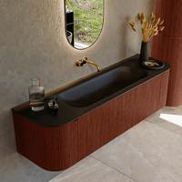 Badmeubel Mondiaz Kurve | 160 cm cm | Meubelkleur Ruby | Wastafelkleur Urban | Solid surface | Wasbak midden spoelbak | Zonder kraangat(en)