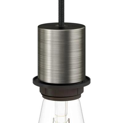 Fitting lamp zilver E27 glad ontwerp met lampenkap ring
