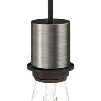 Fitting lamp zilver E27 glad ontwerp met lampenkap ring