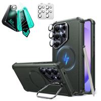 Galaxy S26 Ultra Bundle Cyber Tough Magnetic Case (Stash Stand) and Armorite® Screen Protector - Olive Green