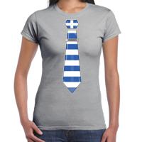 Verkleed T-shirt voor dames - stropdas Griekenland - grijs - supporter - themafeest - thumbnail