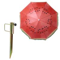Strand/tuinparasol met metalen grondharing - meloen fruit rood - polyester - D160 cm - verstelbaar