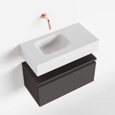 Toiletmeubel Mondiaz Andor | 60 cm | Meubelkleur Dark grey | Lex vrijhangend wastafel Talc Links | Zonder kraangat