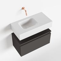 Toiletmeubel Mondiaz Andor | 60 cm | Meubelkleur Dark grey | Lex vrijhangend wastafel Talc Links | Zonder kraangat