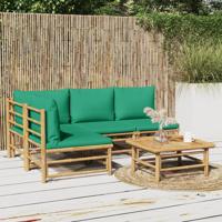 5-delige Loungeset met kussens bamboe groen