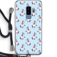 Eenhoorns overal: Samsung Galaxy S9 Plus Transparant Hoesje met koord