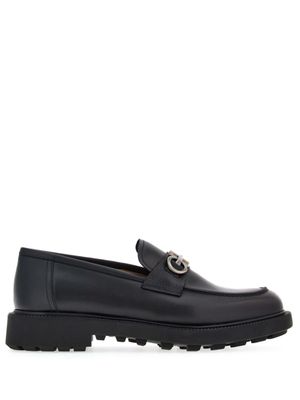 Ferragamo mocassins en cuir à plaque Gancini - Noir