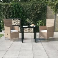3-delige Tuinset met kussens beige
