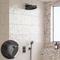 Regendouche set SaniClear Evolution Stripes | 30 cm | Incl.Inbouwdeel | 2 standen handdouche | Verouderd ijzer - gunmetal