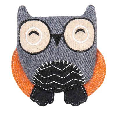 Jack and Vanilla Hondenspeelgoed - Knuffel met piep en knisper - Gerecycled - Uil - 17 cm