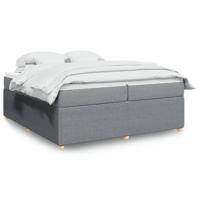 Boxspring met matras stof lichtgrijs 200x200 cm
