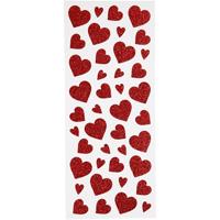 Creativ Company Glitterstickers, harten, vel 10x24 cm, ca. 84 stuk, rood, 2 vel/ 1 doos