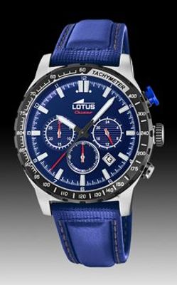 Horlogeband Lotus 18587-2 / 18588 Leder Blauw 22mm