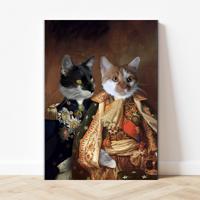 Het Adellijke Snorrenpaar - Huisdier Portret - Pillow Buddies