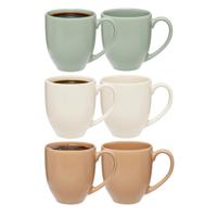 5Five Koffiemokken Venice - 6x stuks - Keramiek - in 3 kleuren - 480 ml - 9 x 11 cm