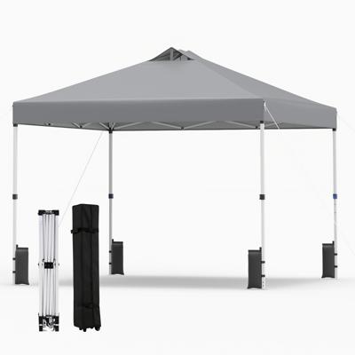Pop-up Paviljoentent van 3 x 3 m Partytent met Stevig Frame en Zilverkleurig Dak Draagbaar Paviljoen met 4 Zandzakken Haringen en Touwen Opvouwbaar Paviljoen met Roltas-Grijs