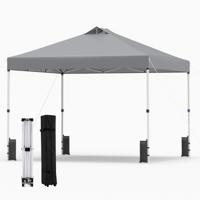 Pop-up Paviljoentent van 3 x 3 m Partytent met Stevig Frame en Zilverkleurig Dak Draagbaar Paviljoen met 4 Zandzakken Haringen en Touwen Opvouwbaar Paviljoen met Roltas-Grijs