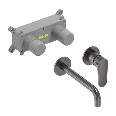 Inbouw Wastafelmengkraan MAY Forma Eenhendel Incl. Inbouwbox Geborsteld Carbon Black PVD