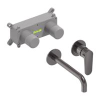 Inbouw Wastafelmengkraan MAY Forma Eenhendel Incl. Inbouwbox Geborsteld Carbon Black PVD