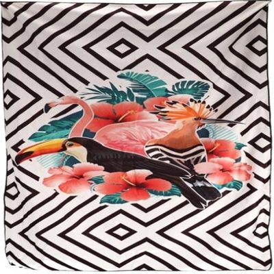 Gerimport Strandlaken 150 X 150 Cm Polyester Wit/zwart