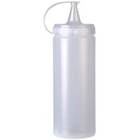 Doseerfles/sausfles - kunststof - met schenktuit - 400 ml - 16 cm