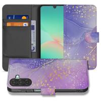 Watercolor Paars Hoesje Samsung Galaxy A17 PU-Leer Met 3 Pasjes