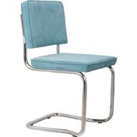 Zuiver Ridge Rib Kink Eetkamerstoelen Blauw - Set van 2