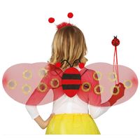 Verkleed set lieveheersbeestje - vleugels/diadeem/toverstokje - rood - kinderen - Carnavalskleding