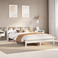 Bedframe zonder matras massief grenenhout wit 140x200 cm