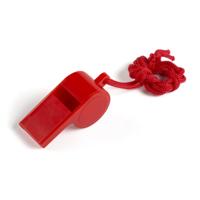 Fluitjes van kunststof - Multipack van 10x stuks - rood - aan koordje - herrie maken - sport